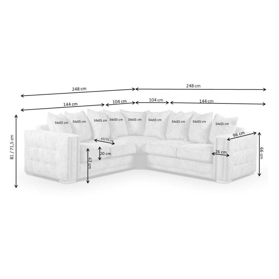 Bentley Full Back Corner Sofa Grey - Furniture Network