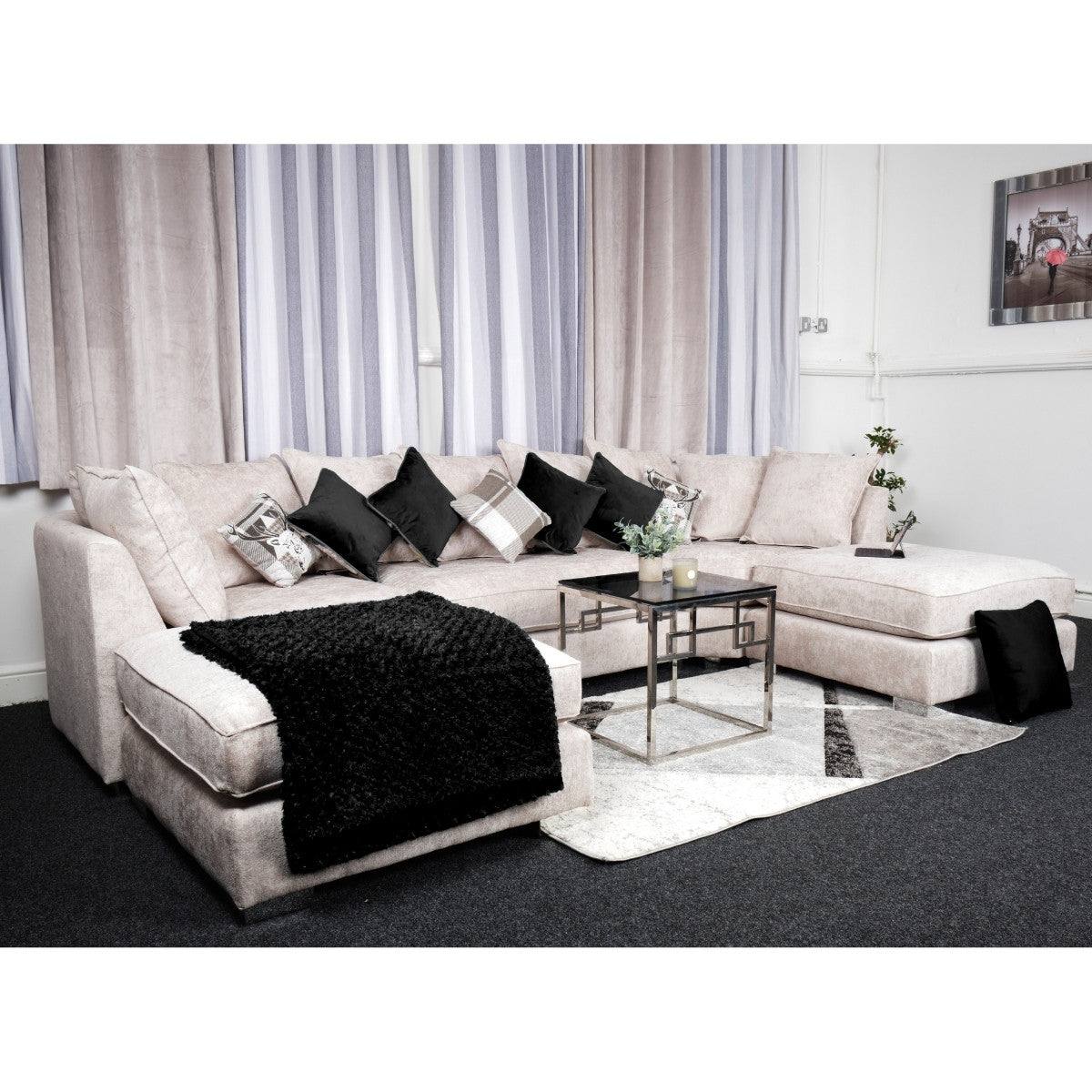 Bishop U-Shape Corner Sofa Scatter Back Beige - Furniture Network