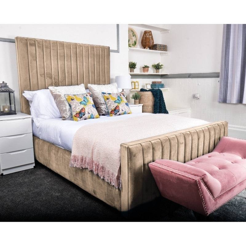 Calypso Bed - Velvet Fabric Ottoman Storage Bed - Furniture Network