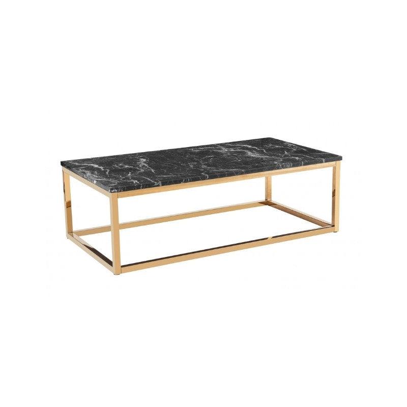 Camelot Black Marble Effect & Gold Chrome Legs Coffee Table - Furniture Network