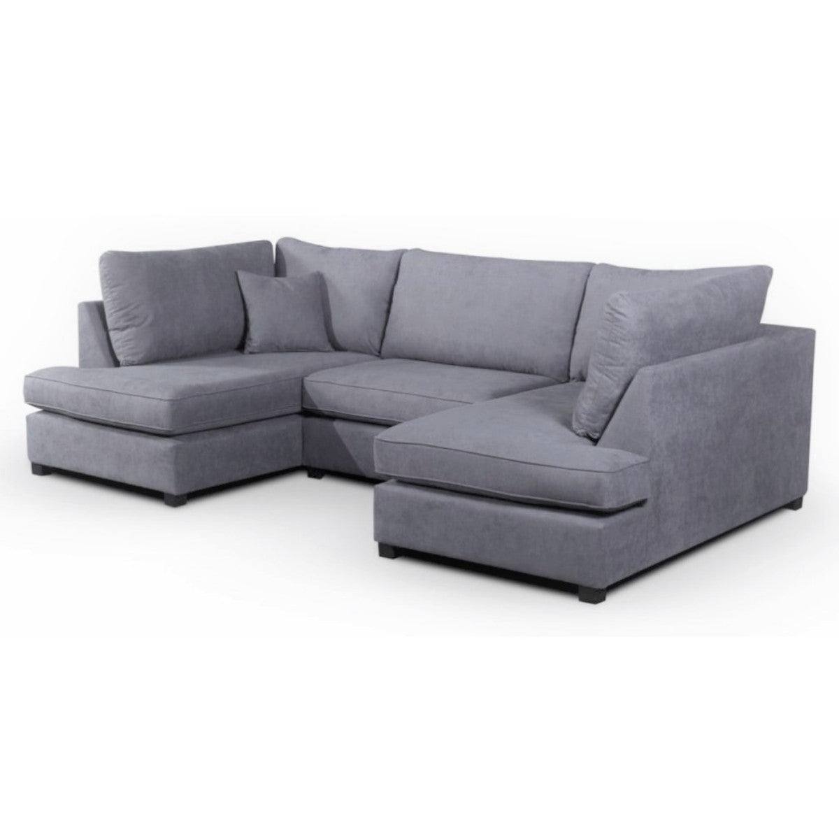 Carnaby Large U-Shaped Corner Sofa, Full Back Grey - Furniture Network