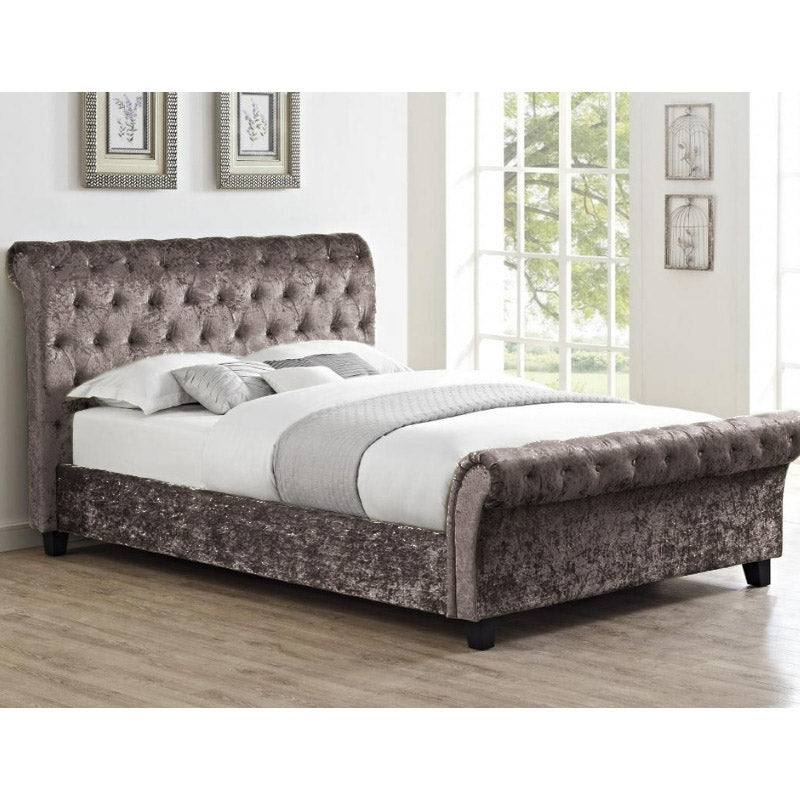 Casablanca Crushed Velvet Bed (Grey, Black, Teal, Blue+) - Furniture Network