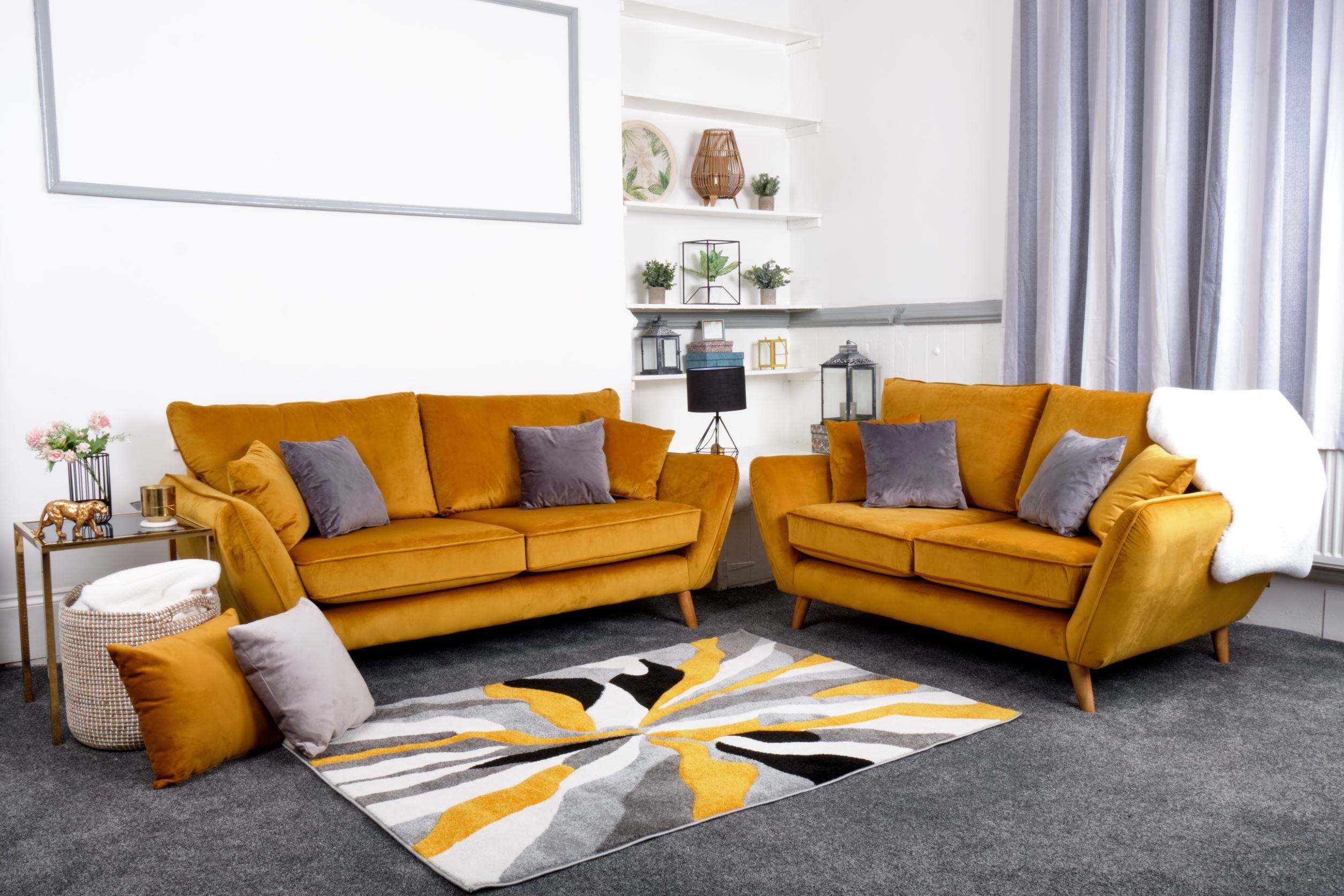 Perth 3&2 Sofa Set in Mustard - Furniture Network