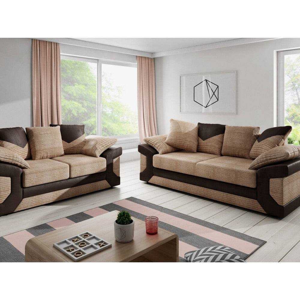 Dino 3+2 Sofa Set, 3 and 2 Seater Sofas in Grey or Brown - Furniture Network