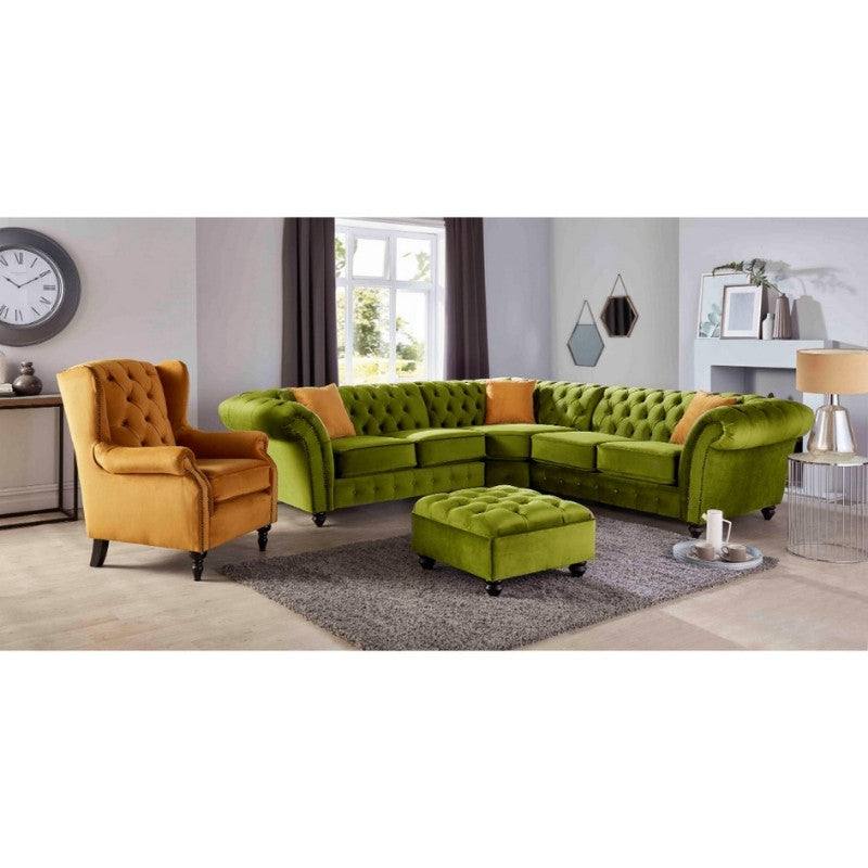 Bespoke Winchester Corner Sofa - Grey, Silver, Blue, Black, Mustard, Green - Furniture Network