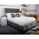 Hilcott Bed - Velvet Fabric Ottoman Bed Frame, Double, King - Furniture Network