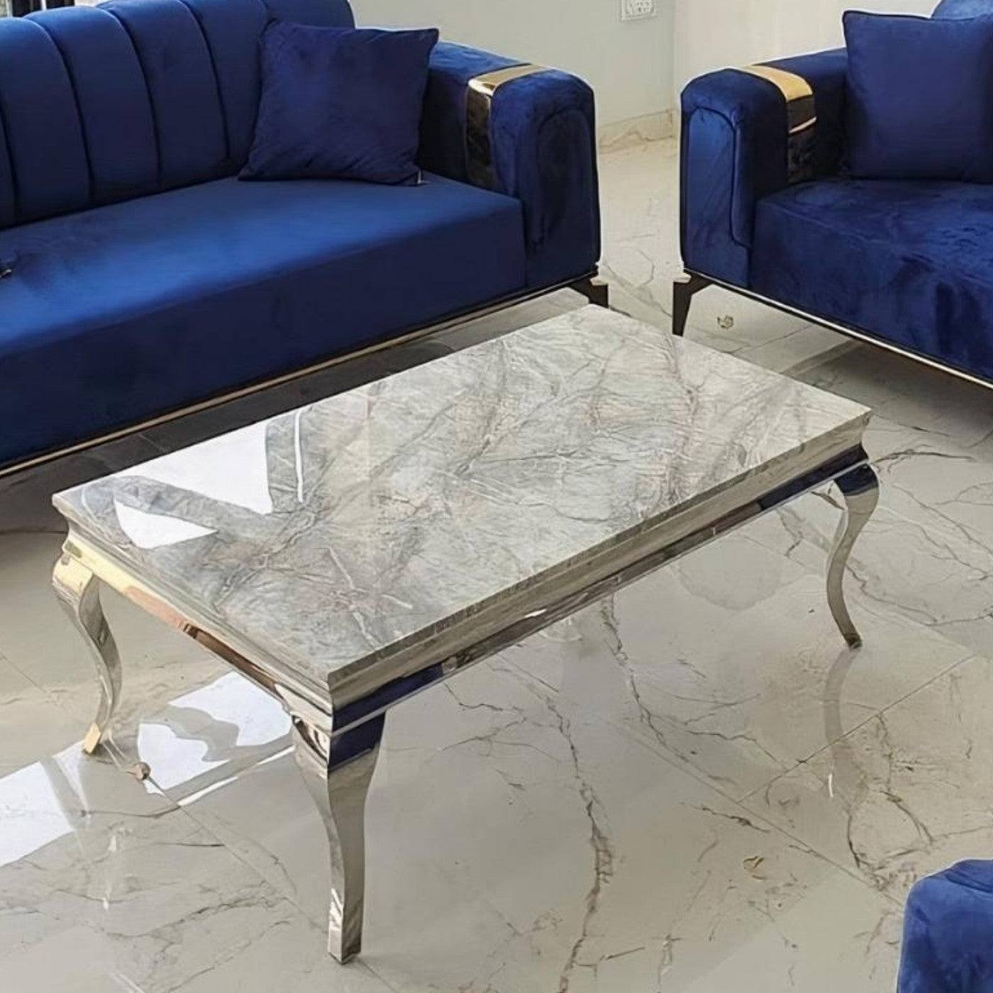 Louis Marble or Glass Coffee Table in White, Black or Grey - Furniture Network