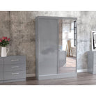 Lynx 2 Door Sliding Mirrored Wardrobe in Grey - Furniture Network