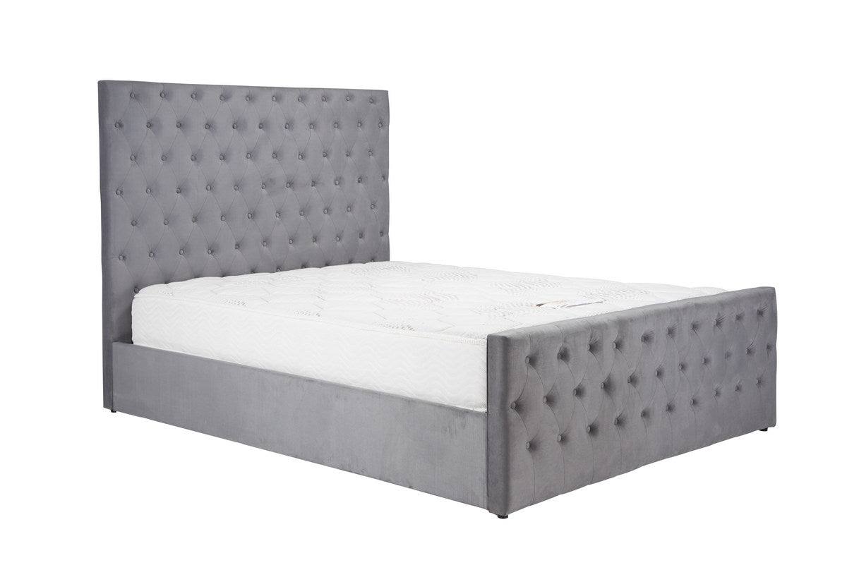 Marquis Grey Velvet Fabric Ottoman Storage Bed - Furniture Network