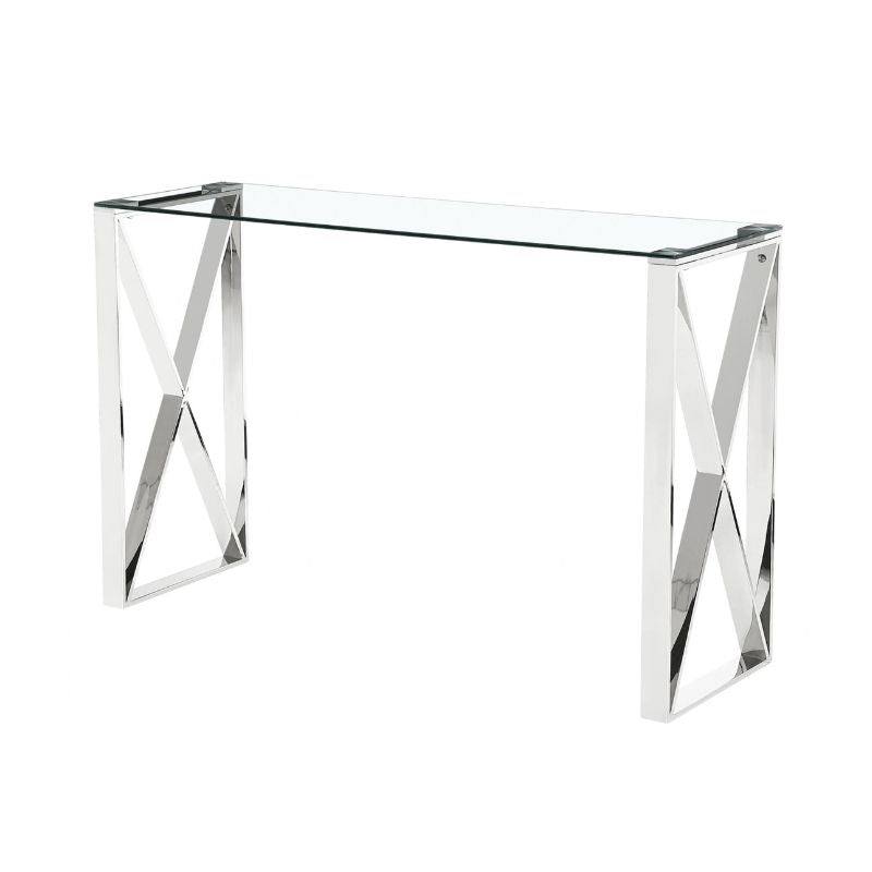 Ningbo Clear Glass Chrome Frame Hallway Console Table - Furniture Network