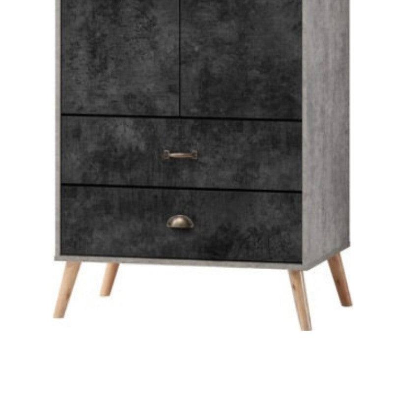 Nordic 2 Door 2 Drawer Wardrobe in Black - Furniture Network