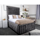 Oslo Bed - Velvet Fabric Ottoman Bed Black, Grey, Blue - Furniture Network