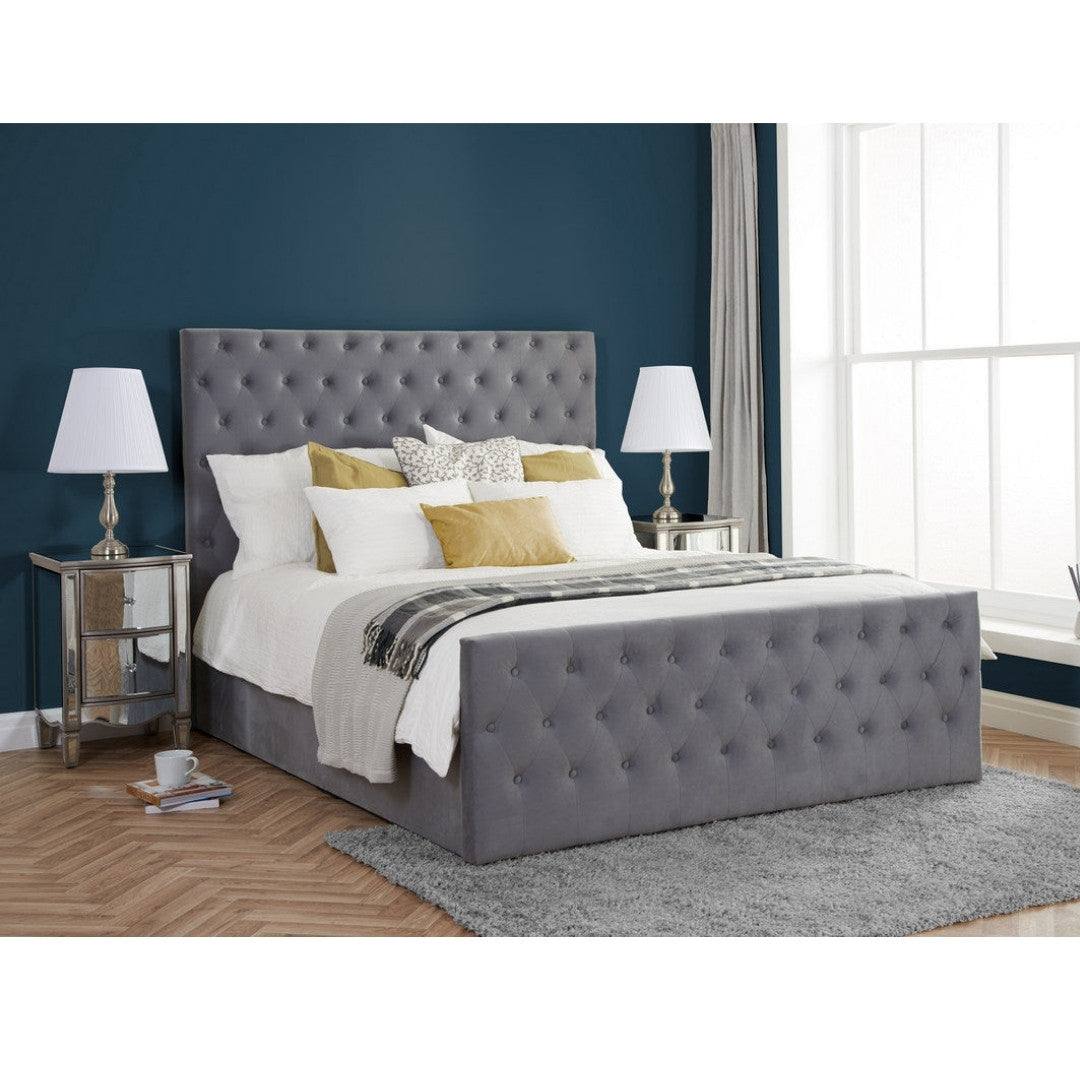 Marquis Grey Velvet Fabric Ottoman Storage Bed - Furniture Network