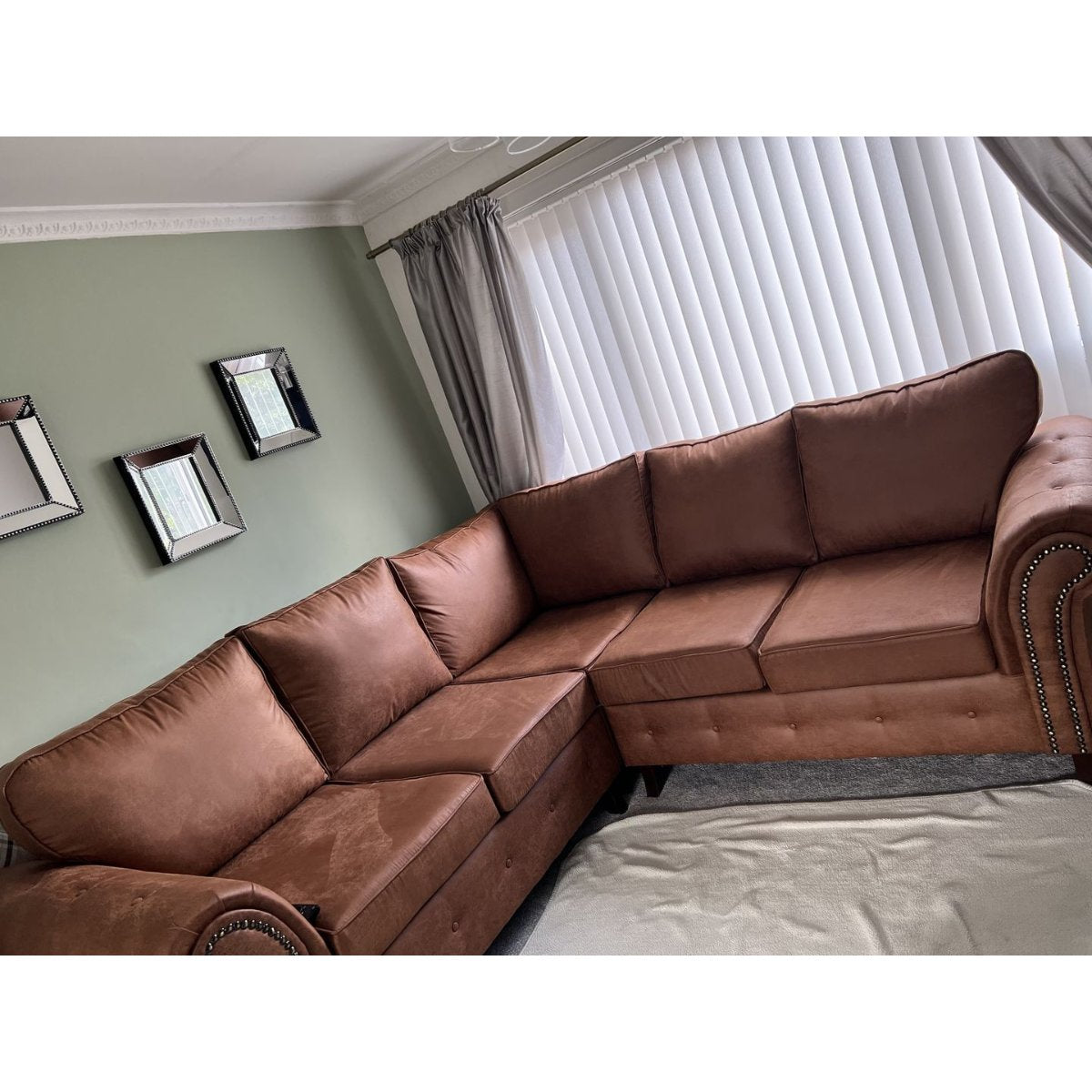 Oakland Leather Corner Sofa (Tan) - Furniture Network