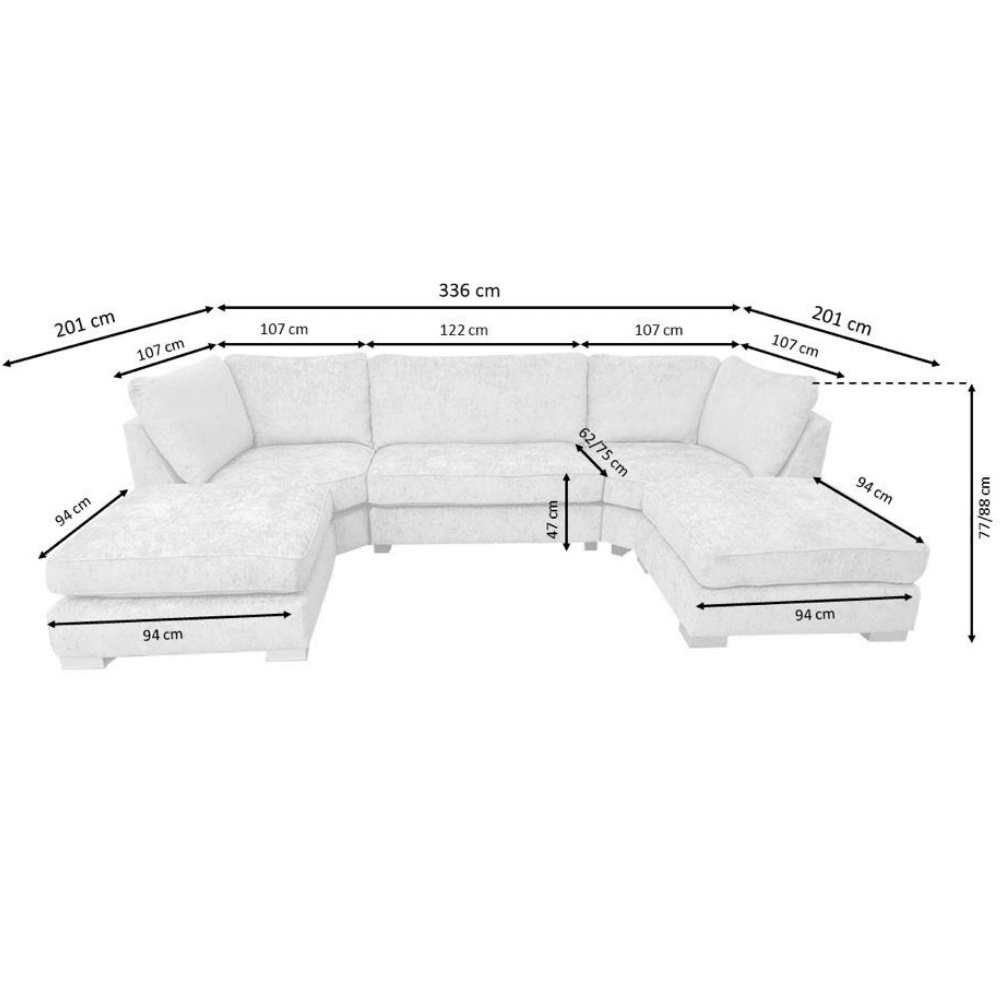 Bishop U-shape Corner Sofa Scatter Back Charcoal Grey - Furniture Network