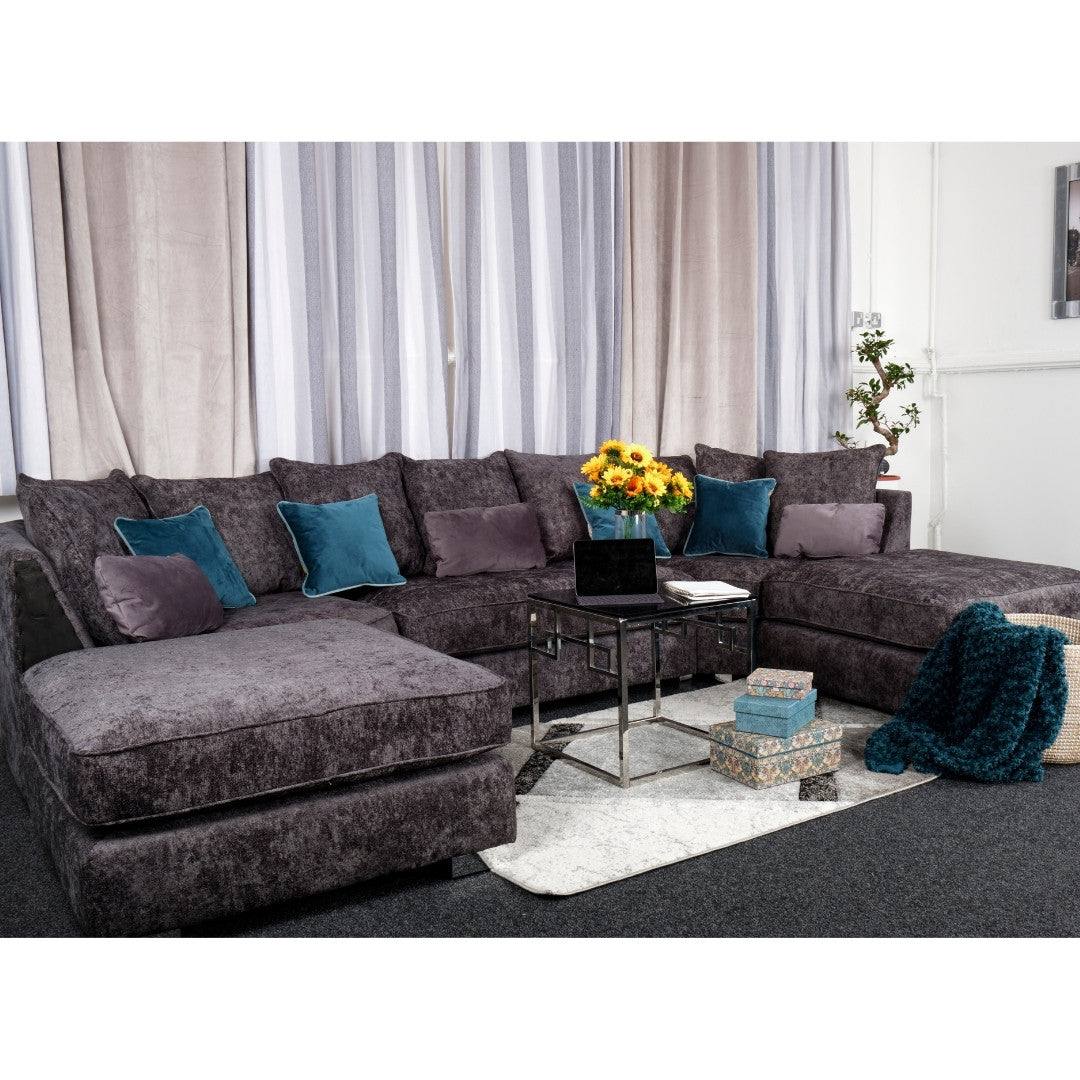 Bishop U-shape Corner Sofa Scatter Back Charcoal Grey - Furniture Network