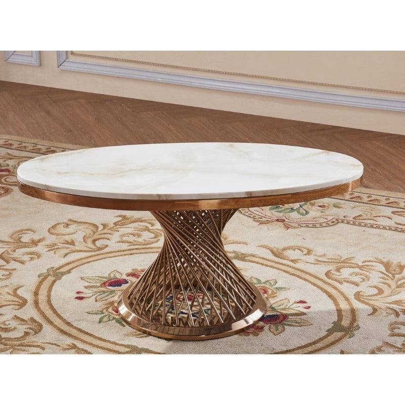 Pescara Coffee Table, White Marble Effect & Rose Gold - Furniture Network