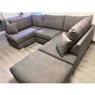 Carnaby Large U-Shaped Corner Sofa, Full Back Grey - Furniture Network