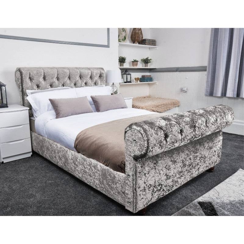 Florence Bed - Crushed Velvet Ottoman Bed Double, Queen, King - Furniture Network