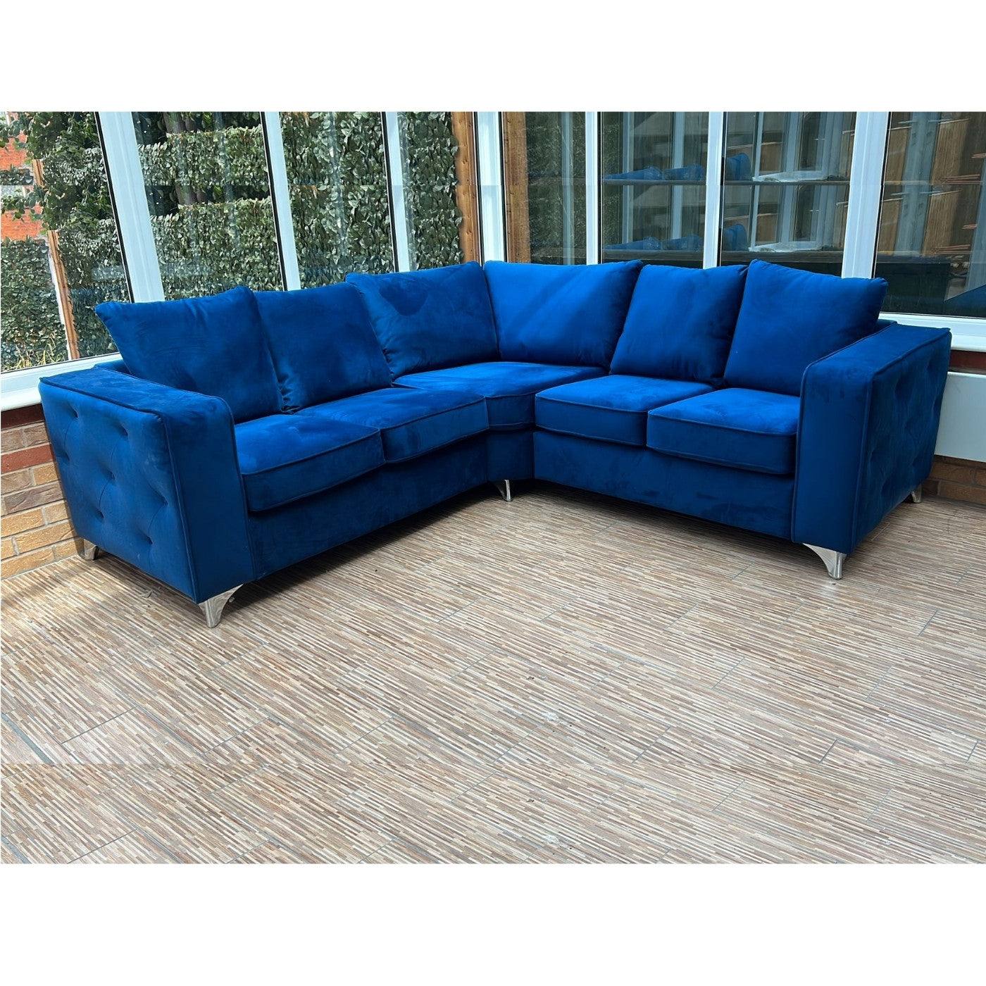 Paris Corner Sofa (Grey, Blue) - Furniture Network