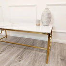 Geo Gold Coffee Table with Polar White Sintered Top - Furniture Network