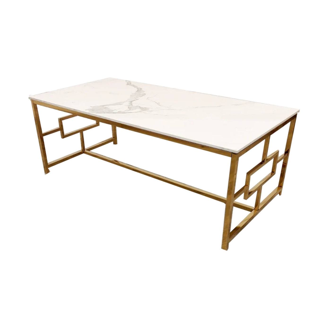 Geo Gold Coffee Table with Polar White Sintered Top - Furniture Network