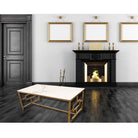 Geo Gold Coffee Table with Polar White Sintered Top - Furniture Network