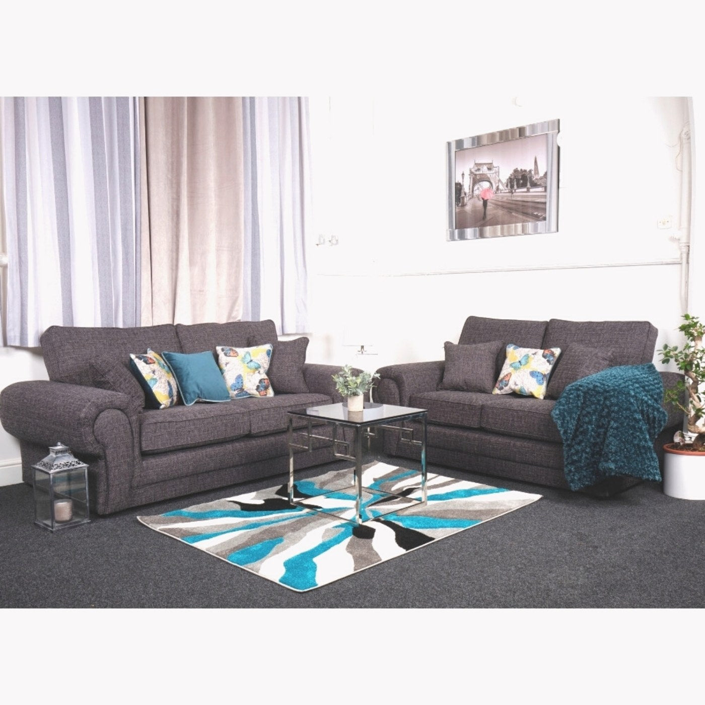 Wilcot 3+2 Sofa Set Grey Fabric - Furniture Network