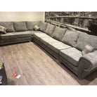 Verona 7 Seater Large Corner Sofa, Full Back Grey - Furniture Network