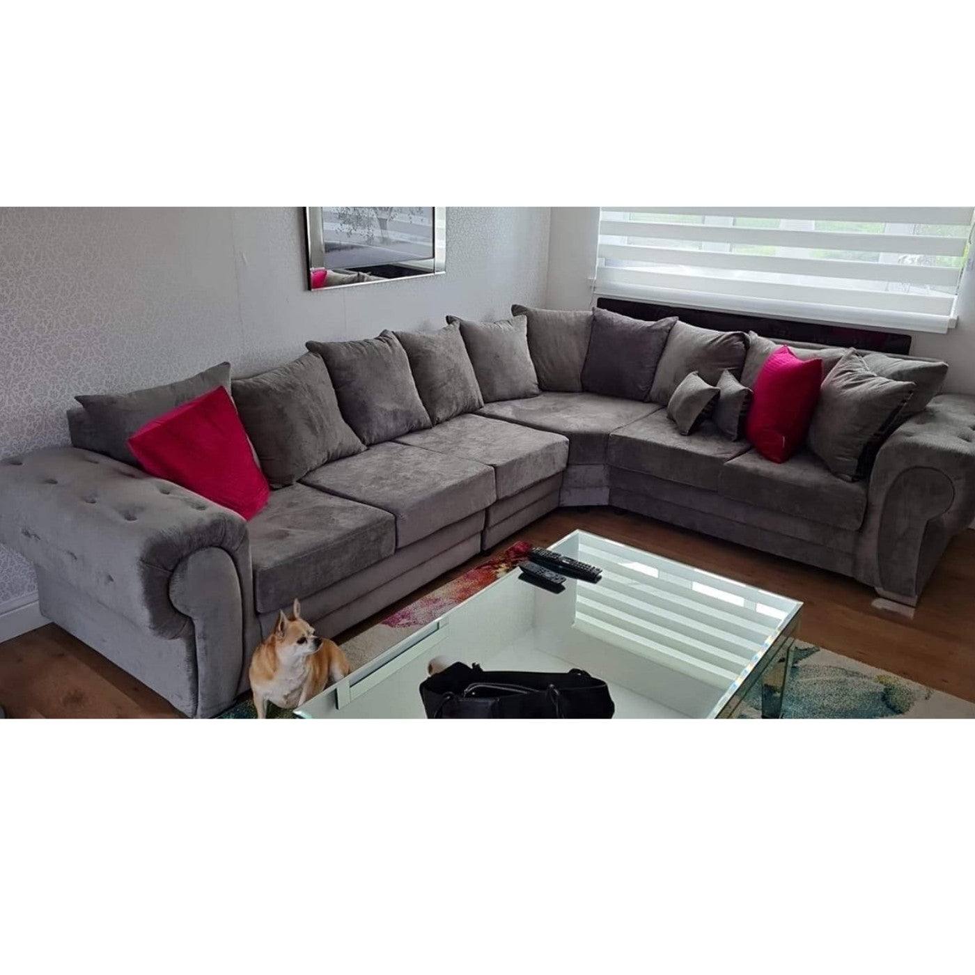 Verona 6 Seater Corner Sofa, Scatter Back in Grey - Furniture Network