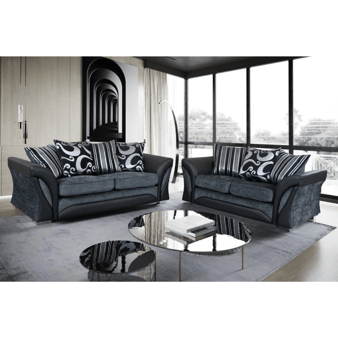 Shannon Sofa Luxe Model 3+2 Sofa Set, 3 Seater & 2 Seater in Grey - Furniture Network