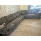 Verona 7 Seater Large Corner Sofa, Full Back Grey - Furniture Network