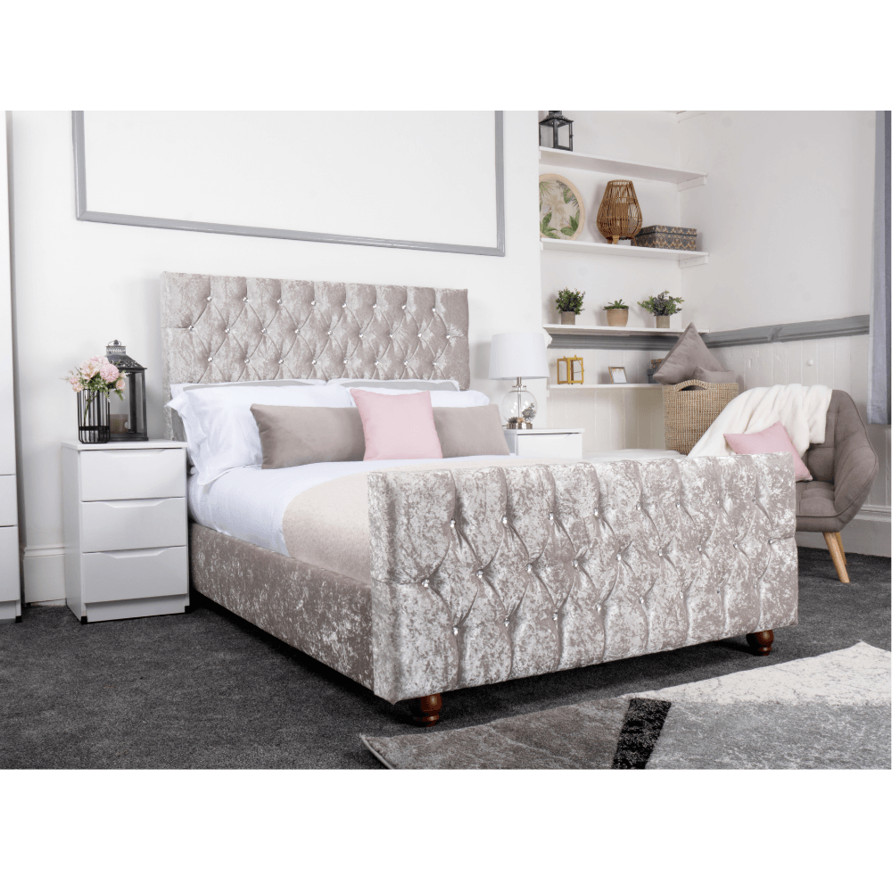 Rubia Bed - Crushed Velvet Fabric Ottoman Bed Frame - Furniture Network