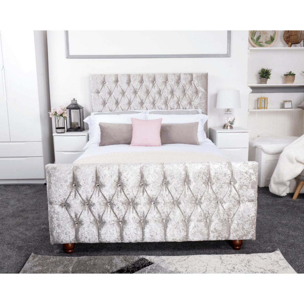 Rubia Bed - Crushed Velvet Fabric Ottoman Bed Frame - Furniture Network