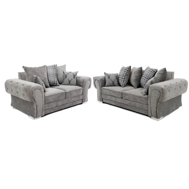 Verona 3+2 Sofa Set, 3 Seater, 2 Seater, Scatter Back (Grey, Mink) - Furniture Network