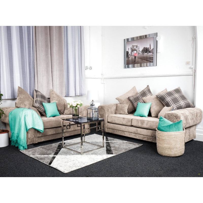 Verona 3+2 Sofa Set, 3 Seater, 2 Seater, Scatter Back (Grey, Mink) - Furniture Network