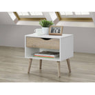 Scandinavian Style Bedside Table With 1 Drawer - White & Oak - Furniture Network