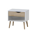 Scandinavian Style Bedside Table With 1 Drawer - White & Oak - Furniture Network