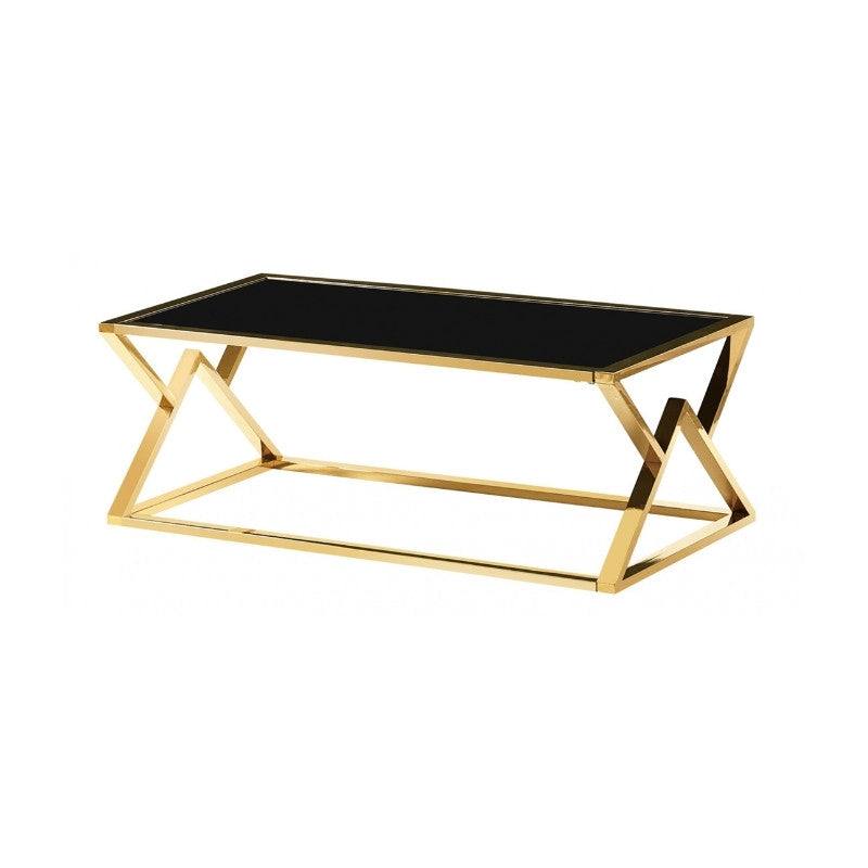 Mombasa Black & Gold Glass Coffee Table - Furniture Network