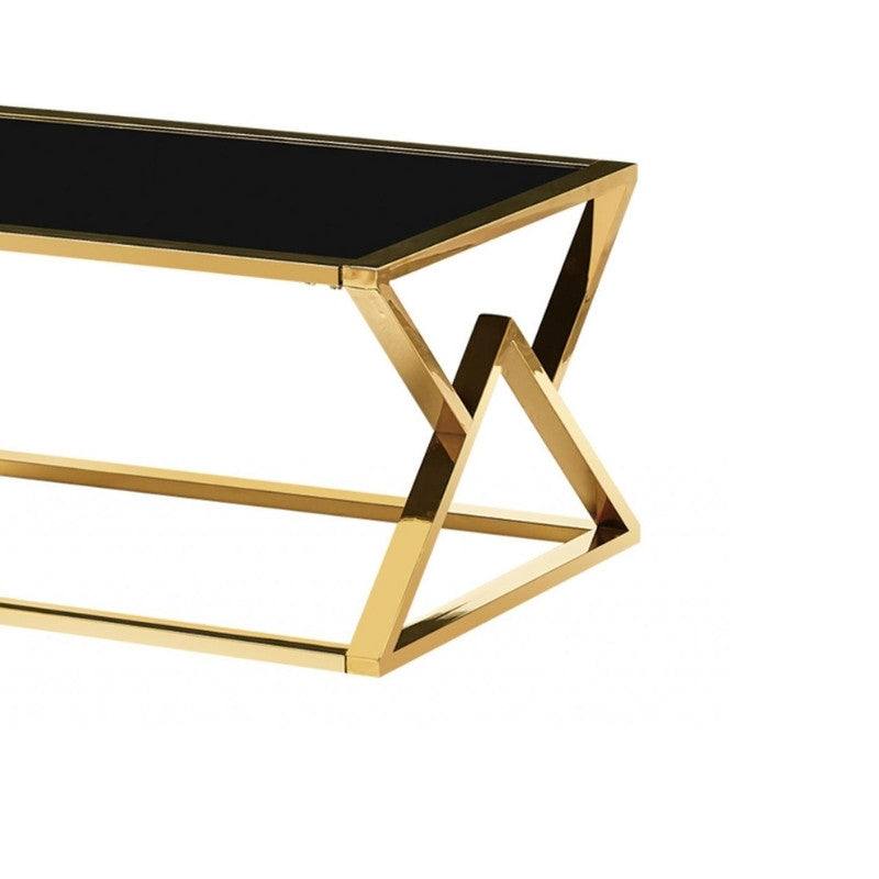 Mombasa Black & Gold Glass Coffee Table - Furniture Network